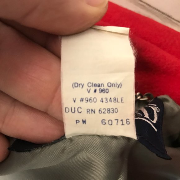 Vtg USA Lands' End Direct Merchants Red Wool Anchor Button Peacoat Jacket 8 S - Picture 14 of 14